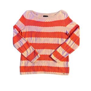 Tommy Hilfiger Pink Thick Striped Scoop Neck Sweater Womens Size M